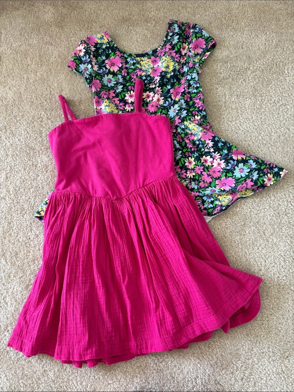 GAP Girls' LOT Hot Pink Sundress & Navy Floral Romper